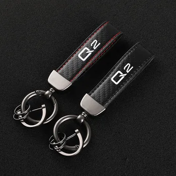 Fibra De Carbon Din Piele, Breloc Cu Logo-Ul Personalizat, Breloc Cu Potcoava Catarama Pentru Audi Q2 Styling Accesorii