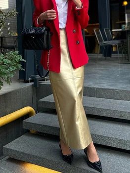 Fusta eleganta de Birou Doamnă de Moda rochie Bodycon PU Piele Fusta Maxi pentru Femei Slim Talie Mare Casual, Fuste de Primavara Toamna Jos 2023