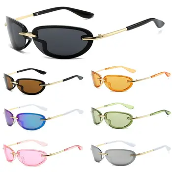 Futurist Y2K Dreptunghi ochelari de Soare Bomboane de Culoare Moda Sport de Conducere Nuante UV400 Trend Albastru Verde Călătorie Ochelari de Soare
