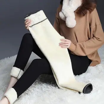 Iarna Femei Pantaloni Cald Fleece Gros Elastic Skinny Cu Talie Înaltă Moale Burtica Control Windproof Termică Doamna Jambiere Pantaloni Lungi