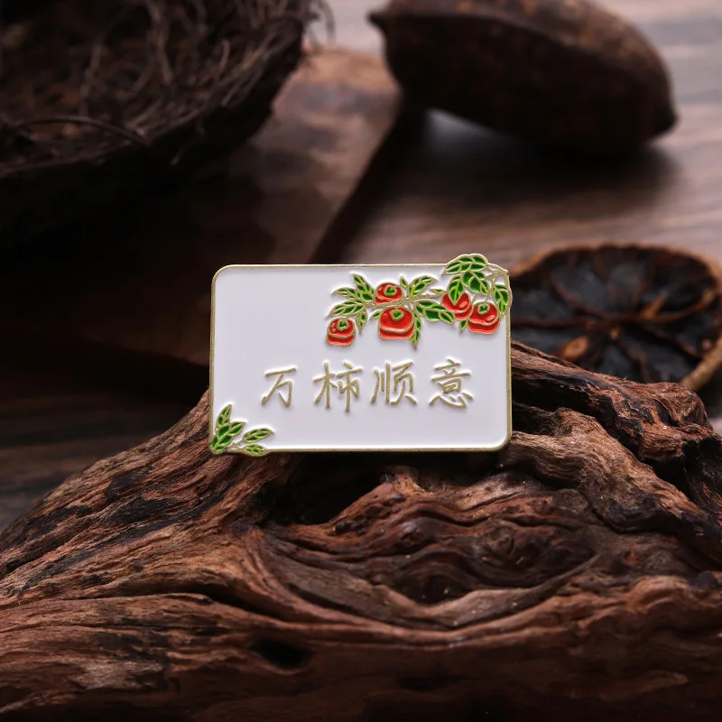 Idiom Chinez Email De Pin Rever Binecuvântare Cuvinte Insigna Clip Pin Fructe Alegorie Insigna Metalică Din Oțel Inoxidabil Pin Pentru Familie Angro - 3