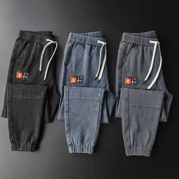 La modă pentru Bărbați Jeans pentru Bărbați Vrac se Potrivi Pantaloni Cargo cu Glezna-banded Cordon Talie Moale Cald Material Solid pentru Toamna pentru Barbati