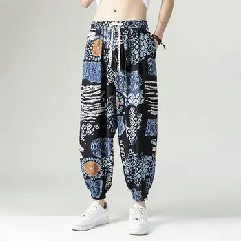 Lenjerie de pat din bumbac Harem Pants Mens Largi Harajuku Design Casual Pantaloni Largi Picior de Om Streetwear de Mari Dimensiuni Glezna-Lungime Pantaloni 5XL