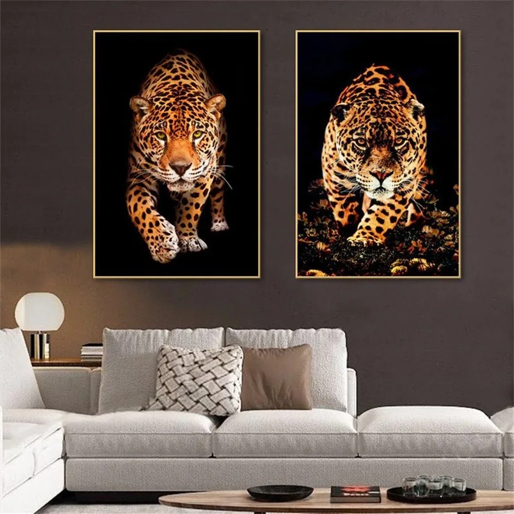 Leopard Animal Sălbatic de Mers pe jos Tablouri Canvas Wall Art Postere si Printuri Imaginile pentru Camera de zi de Decorare Acasă Cuadros - 1