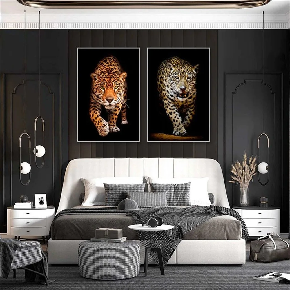 Leopard Animal Sălbatic de Mers pe jos Tablouri Canvas Wall Art Postere si Printuri Imaginile pentru Camera de zi de Decorare Acasă Cuadros - 2