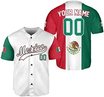 Mexic Baseball jersey Imprimare 3D a ochiurilor de Plasă Nume Personalizat Tricou de Baseball pentru Bărbați Street Supradimensionat Îmbrăcăminte Maneca Scurta Sport