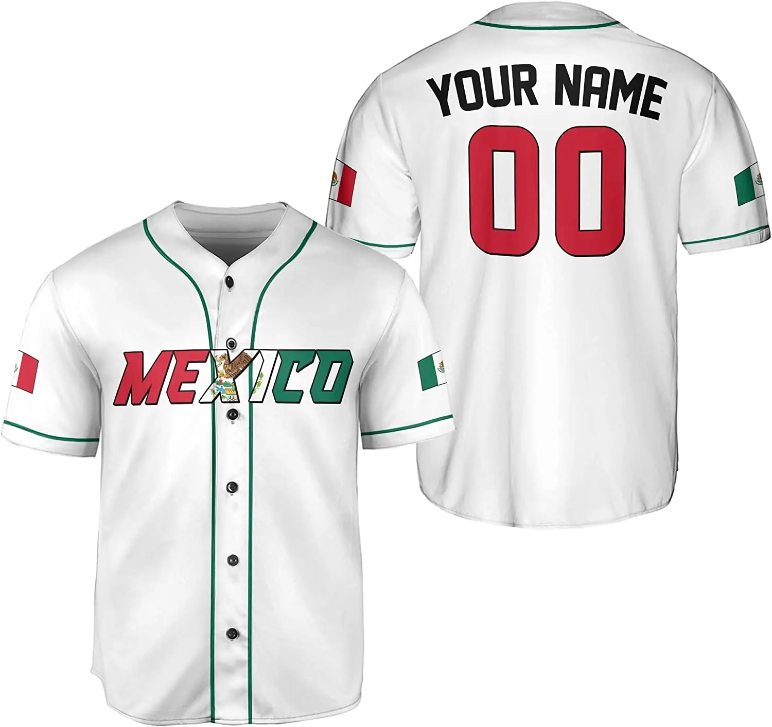 Mexic Baseball jersey Imprimare 3D a ochiurilor de Plasă Nume Personalizat Tricou de Baseball pentru Bărbați Street Supradimensionat Îmbrăcăminte Maneca Scurta Sport - 1