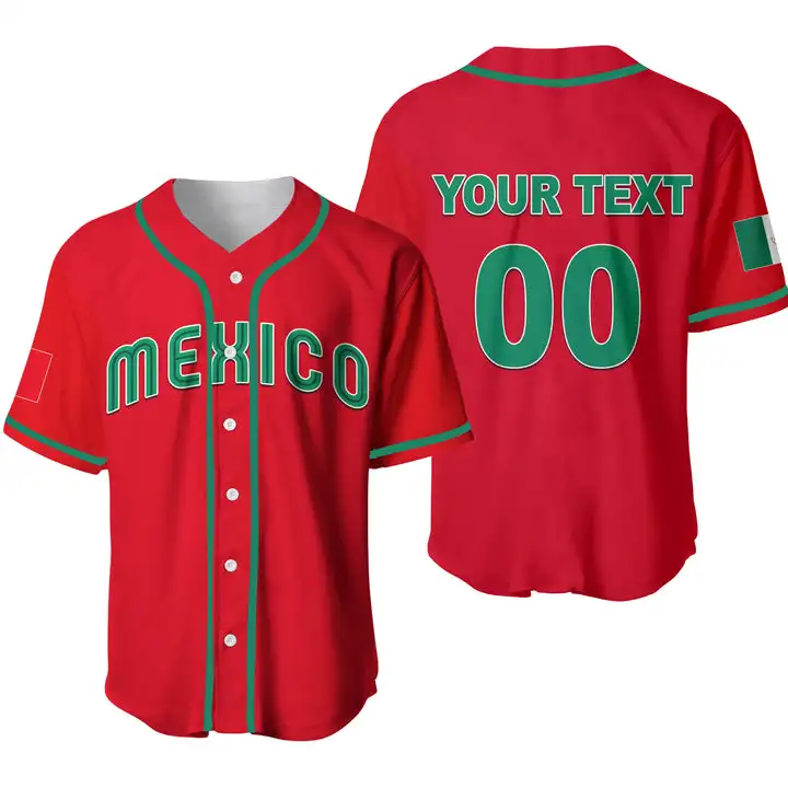 Mexic Baseball jersey Imprimare 3D a ochiurilor de Plasă Nume Personalizat Tricou de Baseball pentru Bărbați Street Supradimensionat Îmbrăcăminte Maneca Scurta Sport - 2