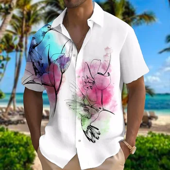 Moda Barbati Tricou Colorat 3d de Imprimare Tricouri Hawaii Noi de zi cu Zi Caucal Camasi Barbati de Vara Tricouri Hip Hop Party Bărbați Îmbrăcăminte Topuri