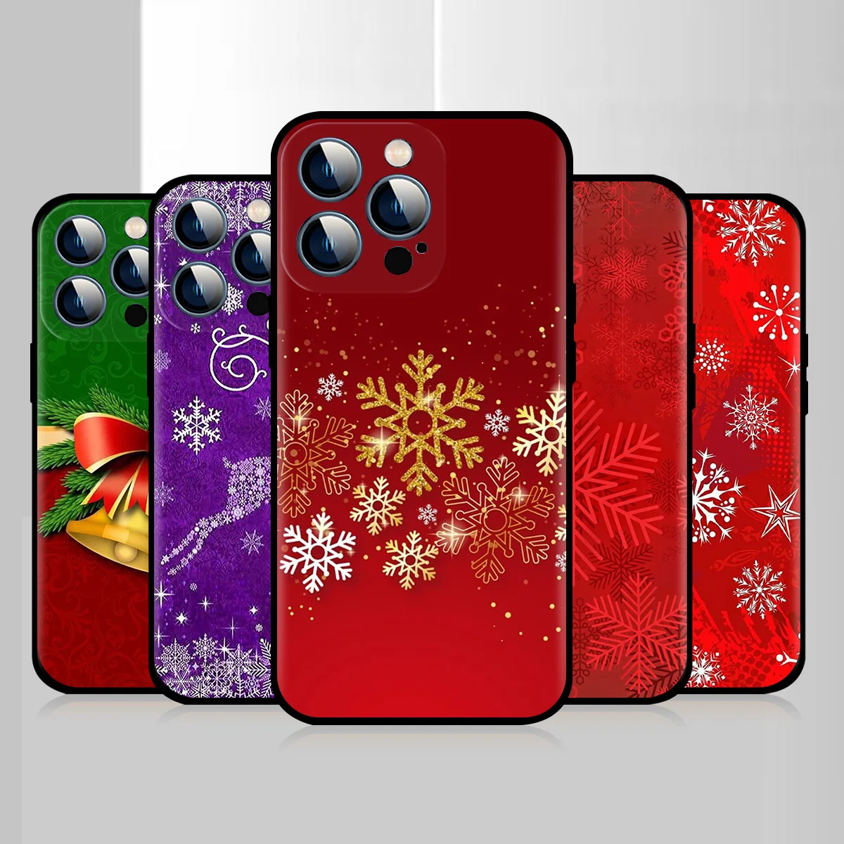 Moda Silicon Moale Caz Pentru Apple iPhone 14 13 12 Mini 11 Pro Max X XS XR 7 8 6 Plus 6S SE Acoperă Telefon Fulgi de zăpadă de Crăciun - 0