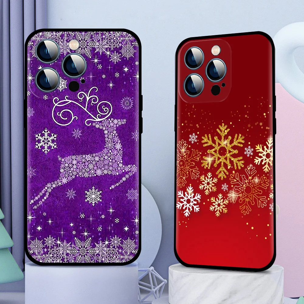 Moda Silicon Moale Caz Pentru Apple iPhone 14 13 12 Mini 11 Pro Max X XS XR 7 8 6 Plus 6S SE Acoperă Telefon Fulgi de zăpadă de Crăciun - 2