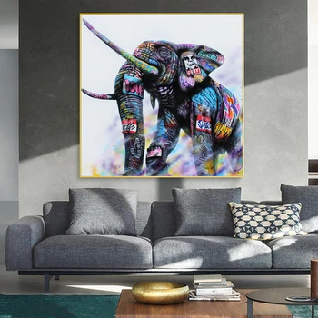 Modern Elefant Colorat Panza Pictura Elefant Postere si Printuri de Perete de Arta Graffiti Imagine pentru Camera de zi Decor Acasă Cuadro