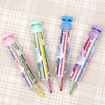 Multicolor Creion Rotativ Ușor De Transportat Apăsați pe Creion Utilizarea pe scară Largă Copii Elevii de Arta Graffiti, Pictura 8 Culori Pastel