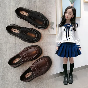 Negru Pantofi pentru Copii Fete Pantofi de Piele pentru Copii de Nunta de Brevete din Piele Copii Pantofi Oxford Plat Moda Cauciuc
