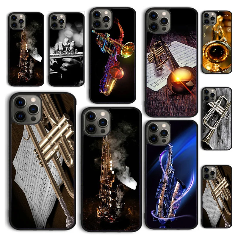 Piccolo Trompetă din Alamă Instrumentele de Telefon Caz Acoperire pentru iPhone 15 12 mini XS XR 11 13 14 Pro Max SE2020 Apple 6 7 8 Plus Coque - 0