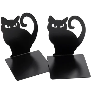 Pisica Neagra Bookend Ornamente Metalice Titularii Plug De Lectură Organizator Decorative Fier În Formă De Rafinat Fișier Office Standuri Bookends