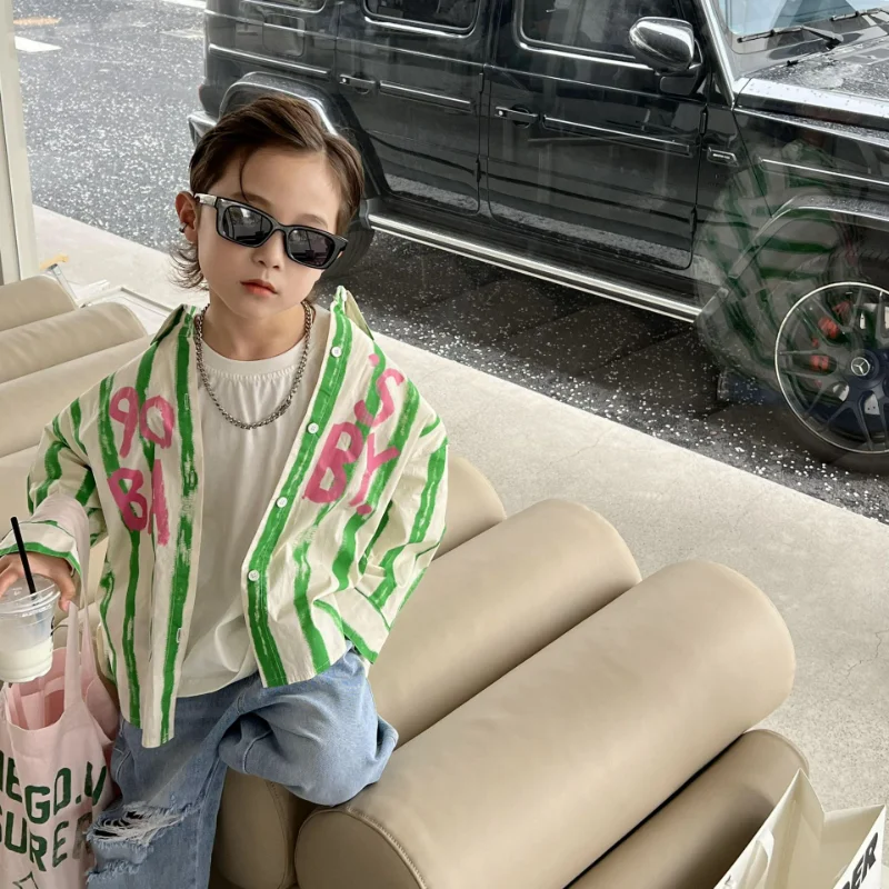 Primavara Toamna Băieții de Moda Liber Stripe Tricouri Copii coreean mozaic Casual cu mâneci Lungi Topuri - 1
