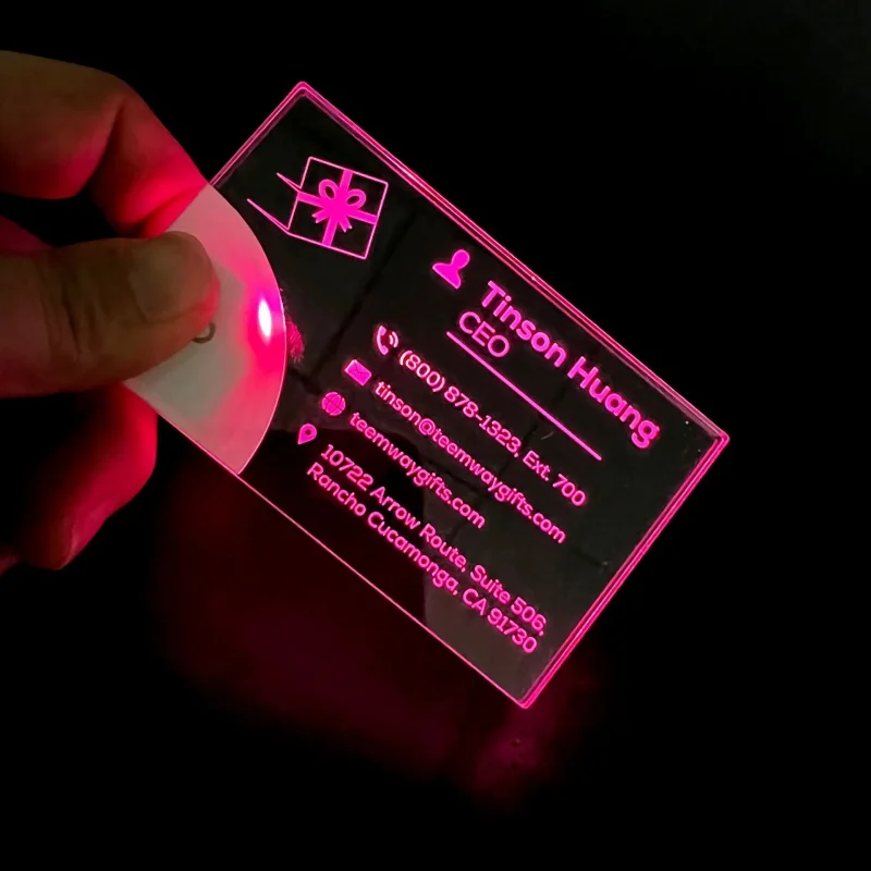 Produs personalizat、Personalizate acrilice led electronic luminos de afaceri card de plastic personalizate flash de colorat carte de afaceri - 1