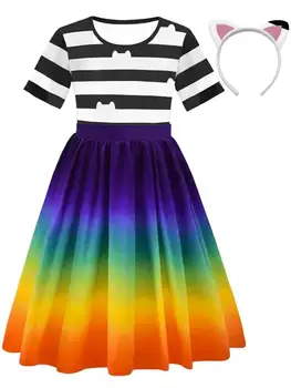 Rochie Pentru Fete Noi De Vara Rochie Casual, Cosplay, Costume Party Îmbrăcăminte Ziua Fetelor Cadouri Cu Dungi Rochii Rainbow