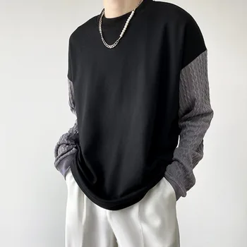 SYUHGFA Îmbrăcăminte pentru Bărbați 2024 Toamna Iarna Guler Rotund Tricou Tricot Moda Trendy Topuri Largi Streetwear Jachete