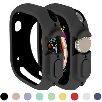 Silicon moale Caz pentru Apple Watch 8 Ultra 49MM 45mm Capac de Protecție Pentru iWatch seria 7 6 5 4 SE 40 44 41mm Bara