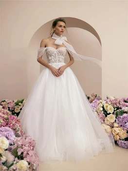 Spumant elegant off-the-umăr rochie Dragă guler a-line rochie de mireasa Romantica de lux rochie de mireasa Vestidos de novia