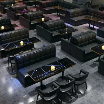 Stil Retro bar, Metal, masă și scaun combinație modernă de simplu de vest restaurant cafenea canapea