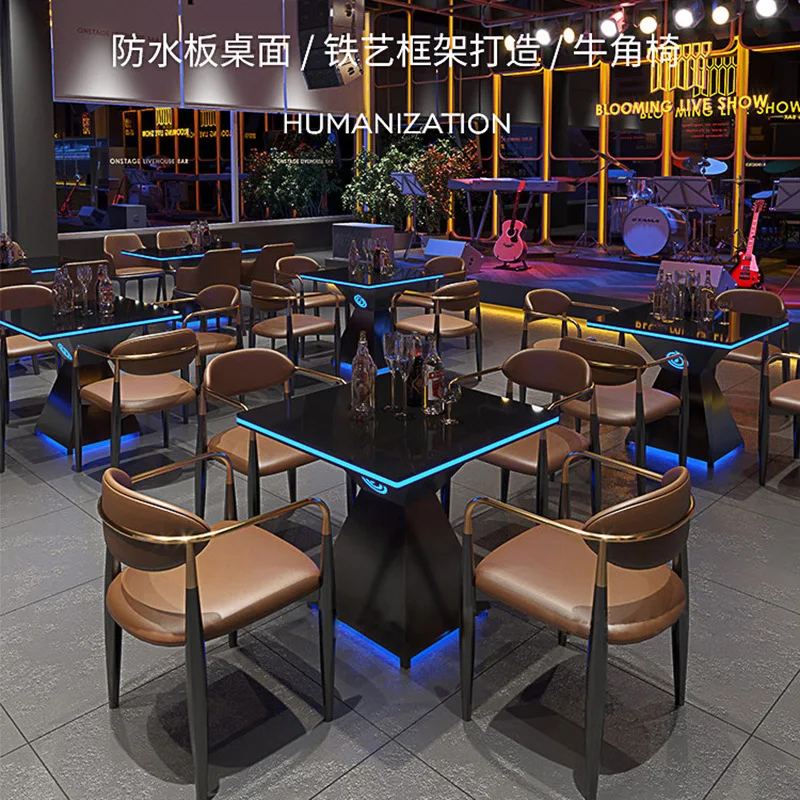 Stil Retro bar, Metal, masă și scaun combinație modernă de simplu de vest restaurant cafenea canapea - 2