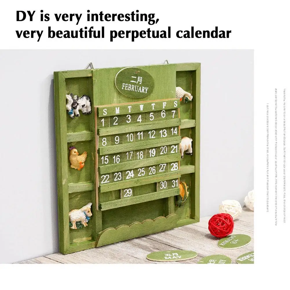 Stil Rustic DIY Anual Planificator de Montat pe Perete de Lemn Calendar Perpetuu Calendar de Birou Pentru Acasa Fermă Decor I2S1 - 1