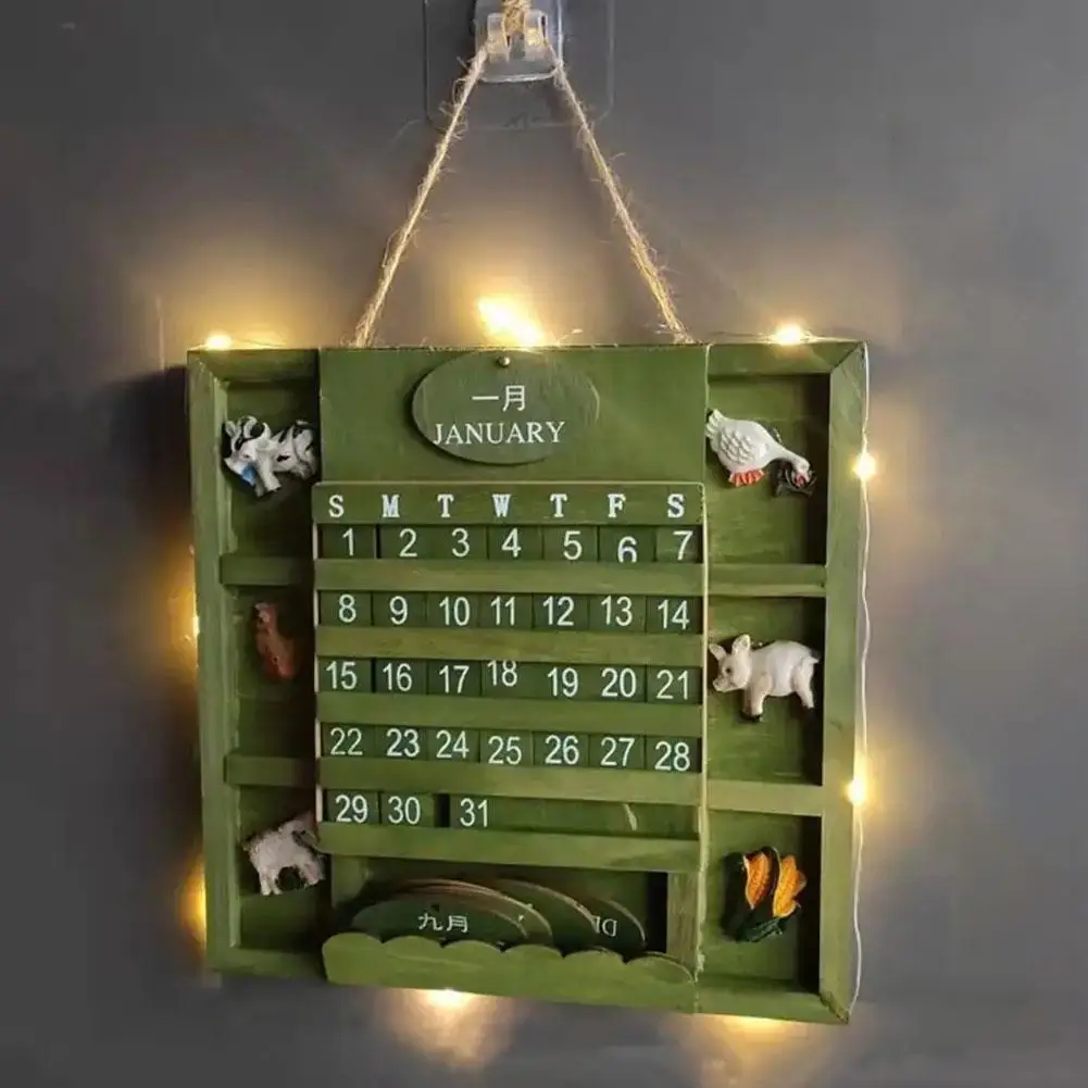 Stil Rustic DIY Anual Planificator de Montat pe Perete de Lemn Calendar Perpetuu Calendar de Birou Pentru Acasa Fermă Decor I2S1 - 4