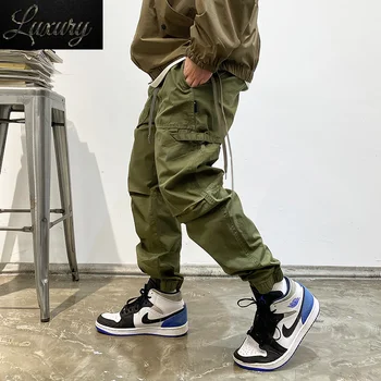 Streetwear Înaltă Calitate Vrac Cutat Militar Cargo Pantaloni Pentru Bărbați Îmbrăcăminte Japonia Harajuku Joggeri Coreean Pantaloni De Moda De Sex Masculin