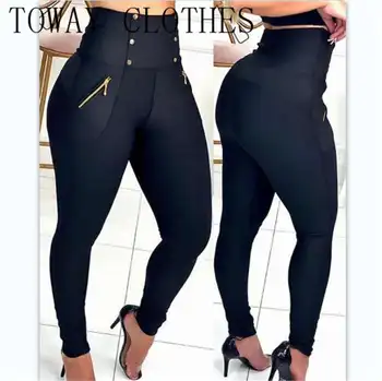 Talie Inalta Femei De Toamnă De Primăvară Fermoar Design Butonul De Cauzalitate Slim Simplu Skinny Pantaloni Lungi
