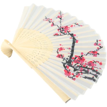 Vintage Plum Blossom Fan Вентилятор Mătase Pliere Model Chinez Arta Ambarcațiunile De Cadou De Casa Ornamente Decor Bambus Dans Ventilator De Mână