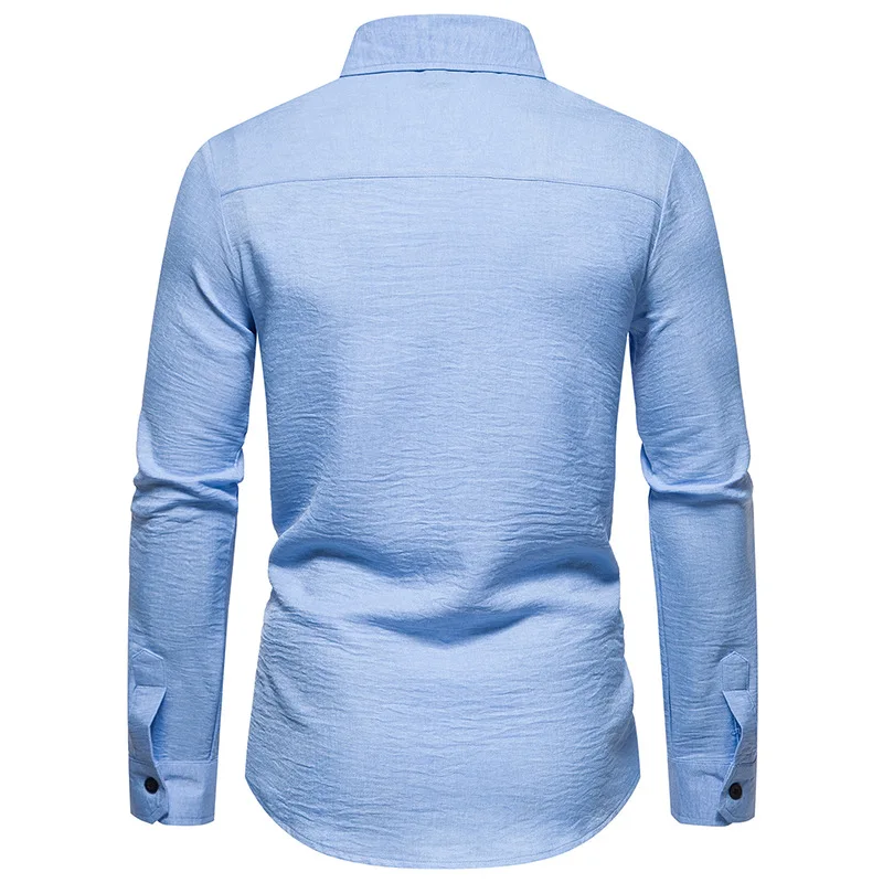 Vintage Maneca Lunga Camasa Barbati Elegante, Bluze Casual Solid Tendință De Moda Sociale Shirt Mens Îmbrăcăminte Streetwear Combinezon Homme 2023 - 2
