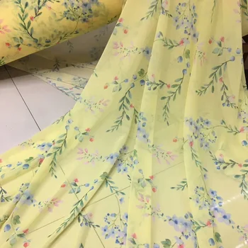 Șifon Subțire Elegant Cosplay Tesatura Rochie Noua Moda Proaspete Tricou Florale Imprimate