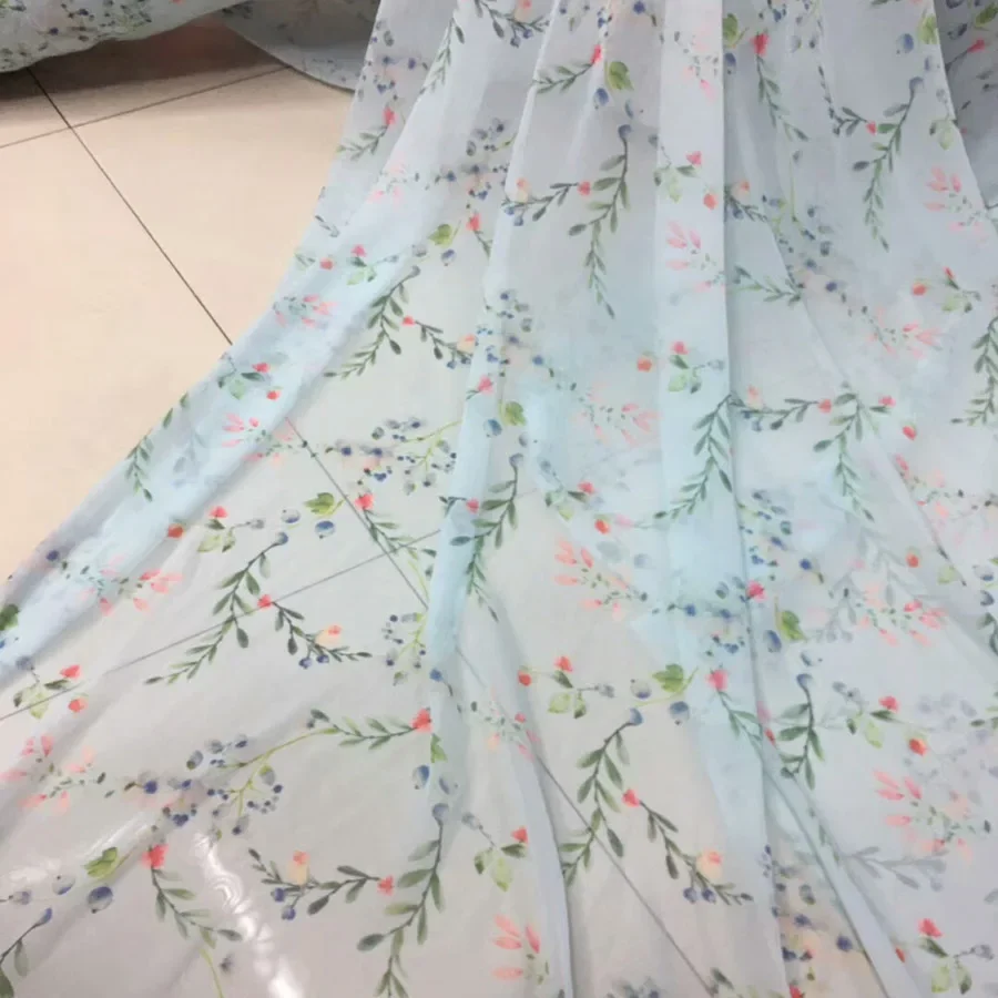 Șifon Subțire Elegant Cosplay Tesatura Rochie Noua Moda Proaspete Tricou Florale Imprimate - 1