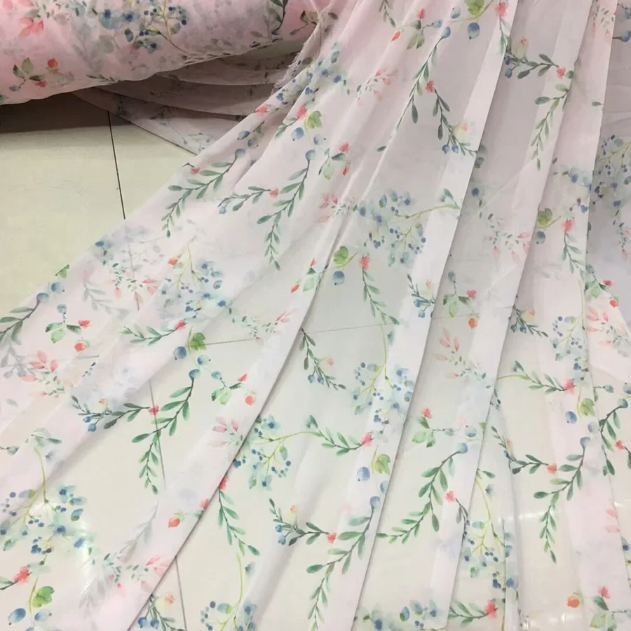 Șifon Subțire Elegant Cosplay Tesatura Rochie Noua Moda Proaspete Tricou Florale Imprimate - 2