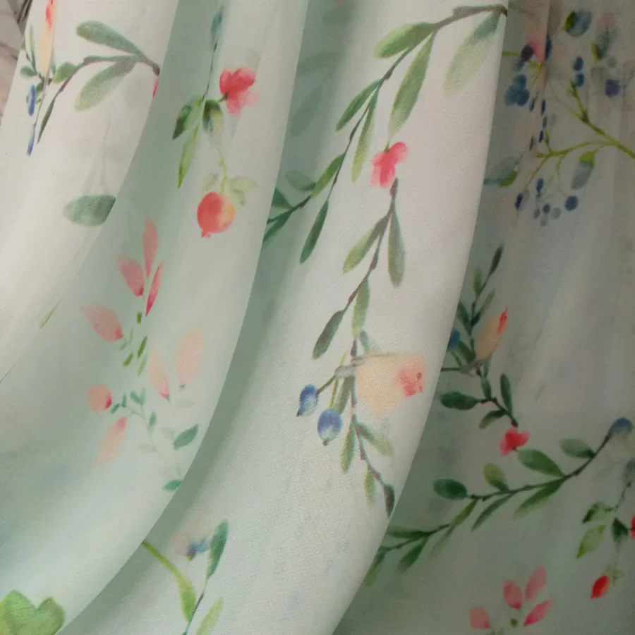 Șifon Subțire Elegant Cosplay Tesatura Rochie Noua Moda Proaspete Tricou Florale Imprimate - 3
