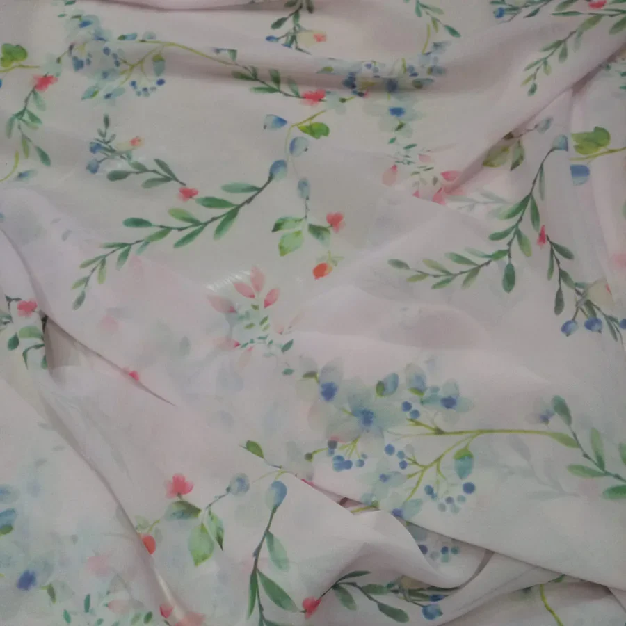 Șifon Subțire Elegant Cosplay Tesatura Rochie Noua Moda Proaspete Tricou Florale Imprimate - 4
