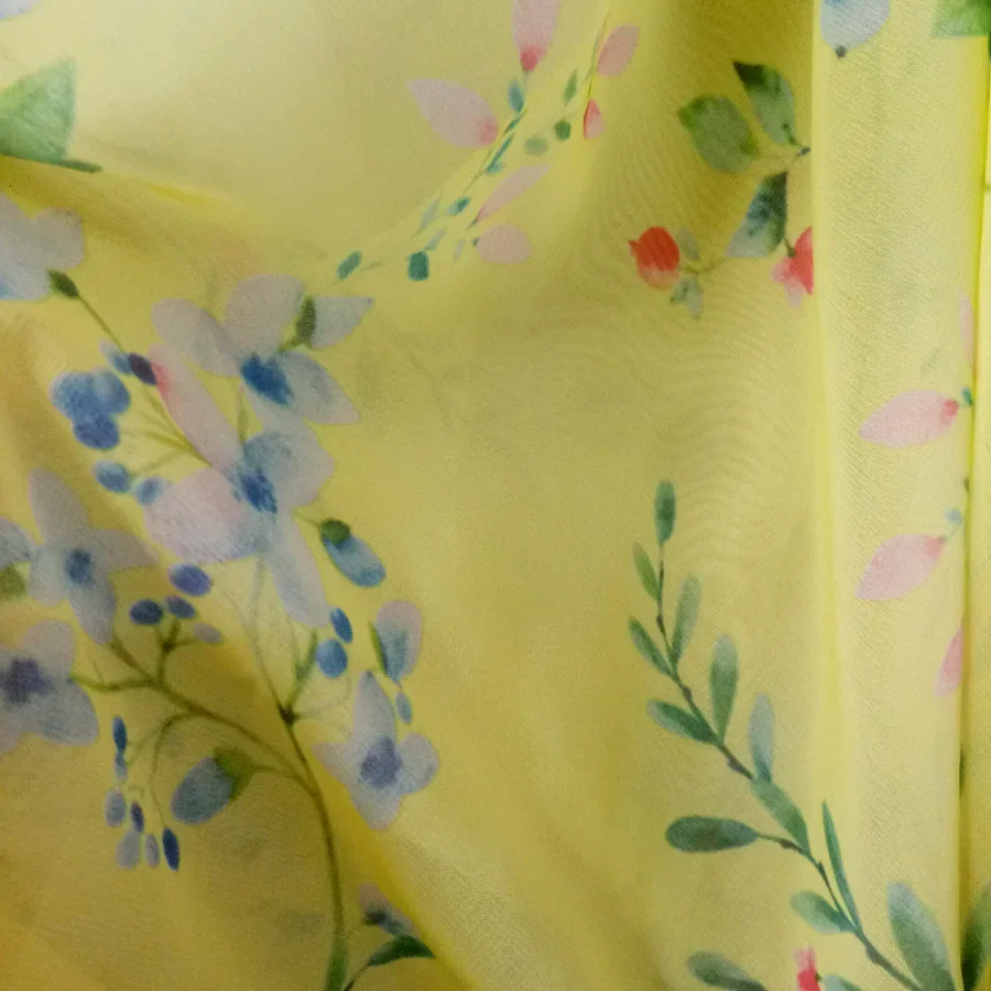 Șifon Subțire Elegant Cosplay Tesatura Rochie Noua Moda Proaspete Tricou Florale Imprimate - 5